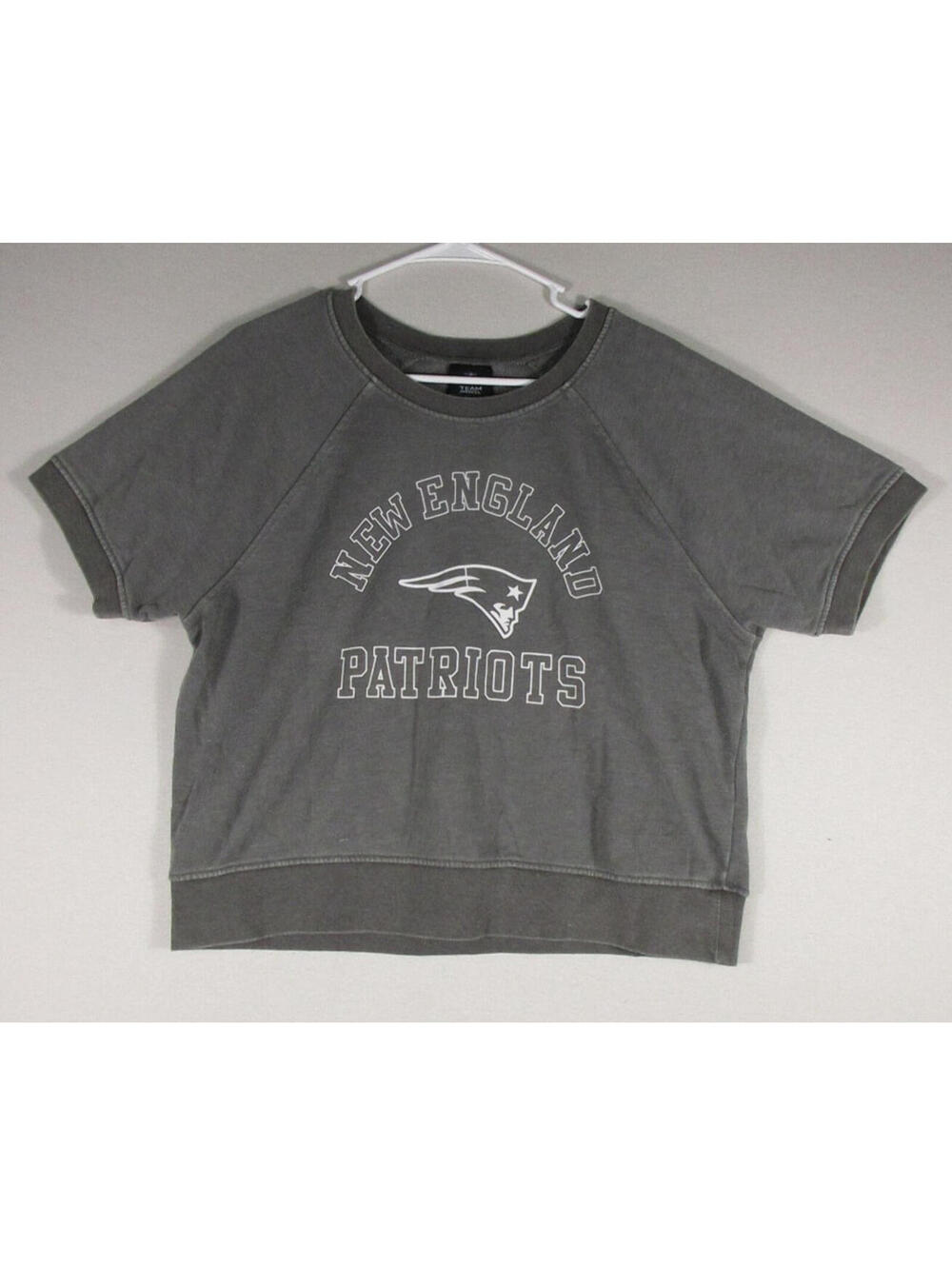 New England Patriots Girls Crew Neck T-Shirt Short Sleeve Size XL (15) Gray